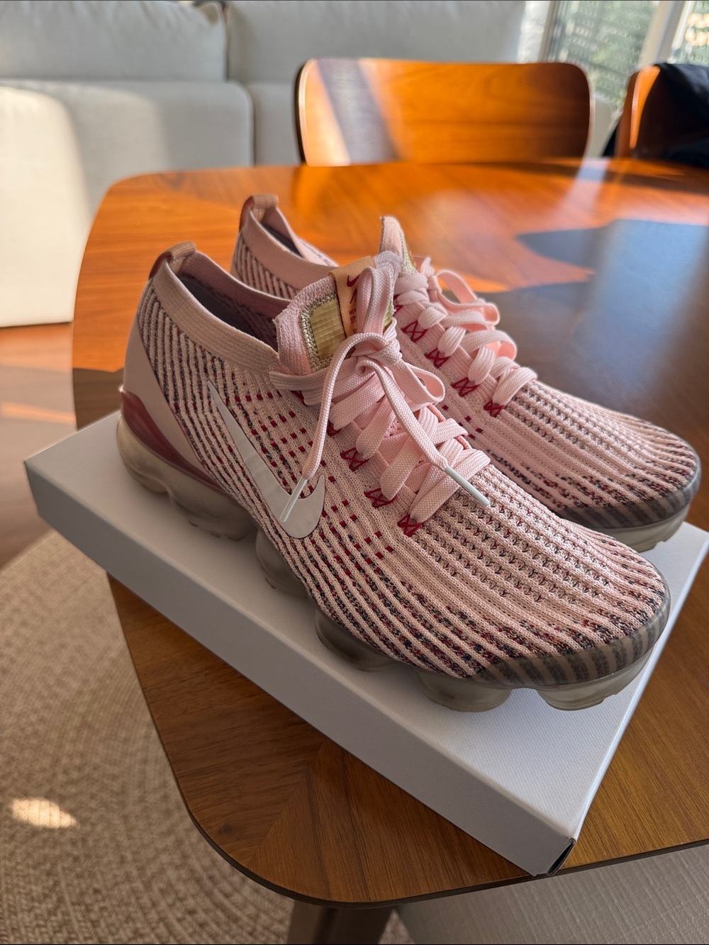 Nike Pink Flyknit VaporMax Sneakers
